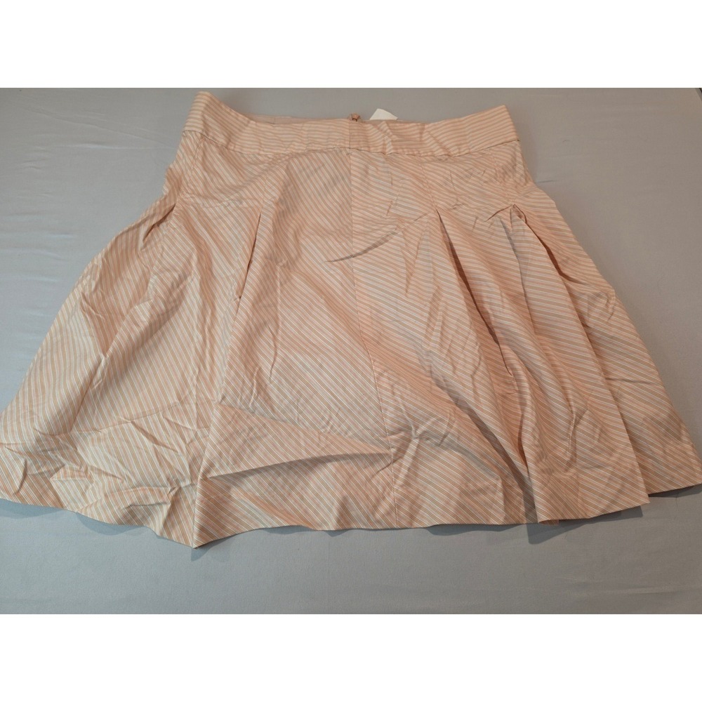 Old Navy Orange White Striped Pleated A-Line Skirt Just‎ Below Waist Size 14 NWT